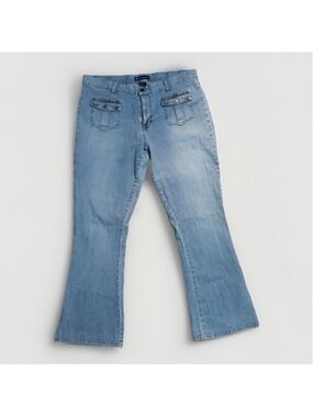 SO Light Wash Y2K Cargo Pocket Flare Jeans - Size 15